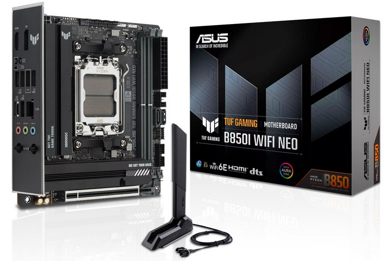 아수스는 첫 번째 미니-ITX TUF 시리즈 보드인 TUF Gaming B850I WIFI Neo를 출시했으며, 이는 라이젠 프로세서용 모델입니다