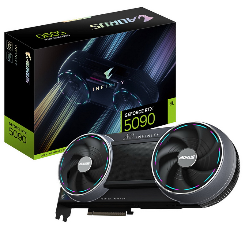 기가바이트는 비표준 디자인과 숨겨진 팬이 특징인 Aorus GeForce RTX 5090 Infinity 카드를 판매하기 시작했습니다