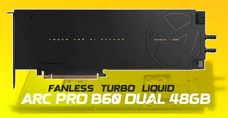 맥스선은 팬이 없는 두 머리 아크 프로 B60 듀얼 비디오 카드를 발표했습니다